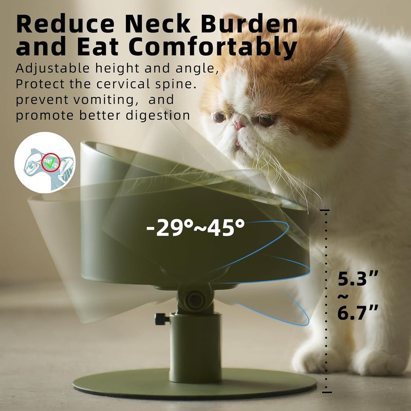 MS!MAKE SURE Adjustable Raised Cat Bowls, Ceramic Elevated Cat Bowls, Pet Bowl with Anti - Slip Rubber Pad, Leak - Proof, Lead & Cadmium Free, Whisker - Friendly, for All Life Stages of Age Pink Green - Image 5